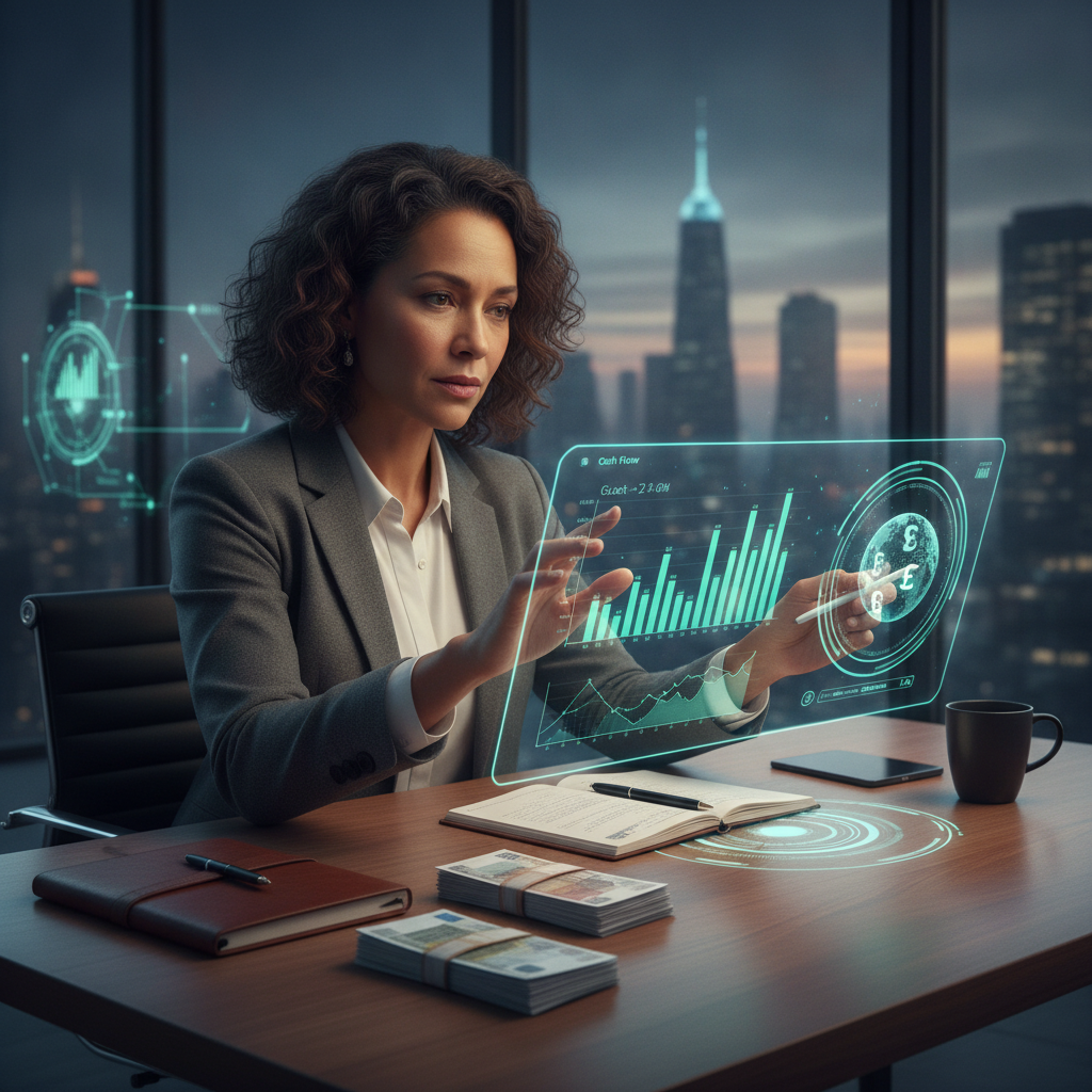 Grafik zeigt ein Dashboard mit KPIs für schnelle Finanzentscheidungen Liquidität, um den Cashflow zu sichern.