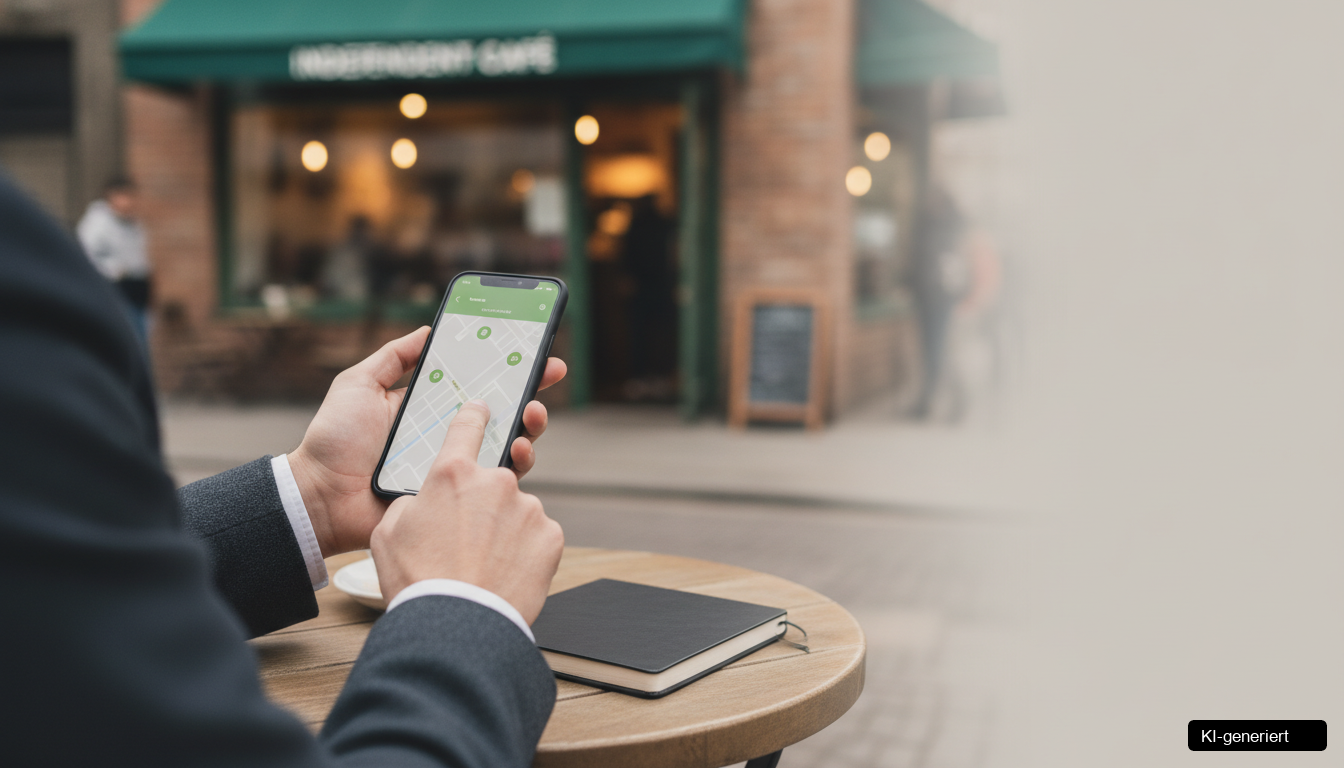 Ein Smartphone zeigt Google Posts lokale Betriebe mit aktuellen Angeboten für mehr lokale Sichtbarkeit.