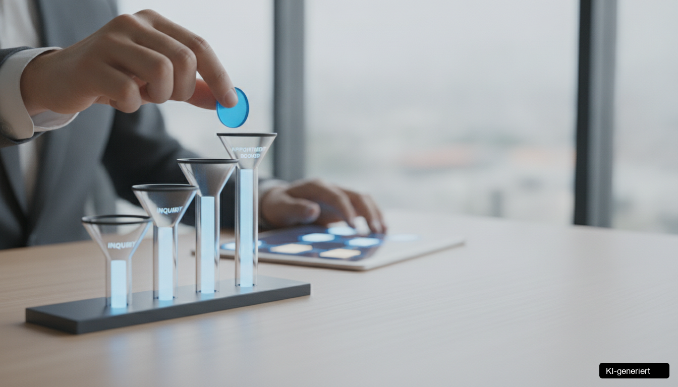 Grafische Darstellung des Instant Booking Leadgenerierung Funnels mit schnellen Schritten